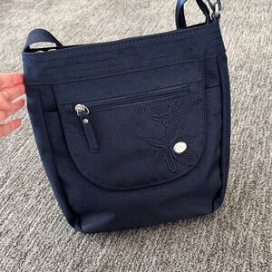 Haiku Midnight Blue Crossbody Bag with Floral Detail